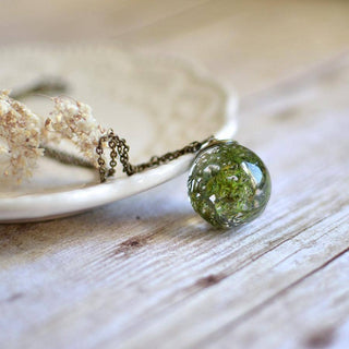 Woodland Moss Terrarium Brass Necklace