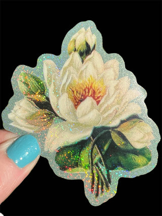 White Lotus Flower Sticker - 3 Inch