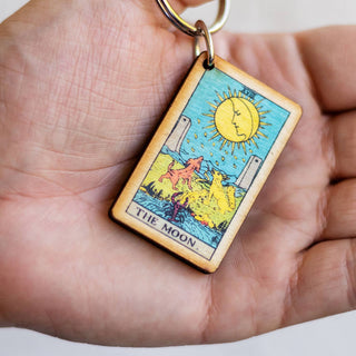 The Moon Wooden Keychain