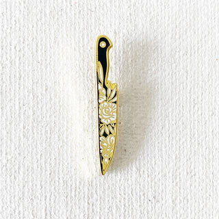 Black & Gold Floral Knife Pin