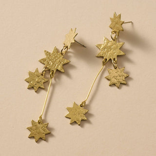 Star Shower Post Brass Earrings