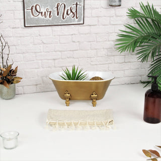 Vintage Bathtub Dish with Gold Accent