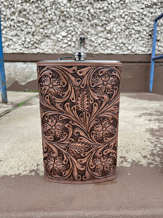 Tooled Leather Flasks 16oz