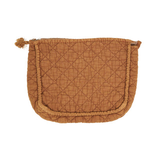 Soft Cotton Quilted Cosmetic Bag: Taupe / 9"x7"