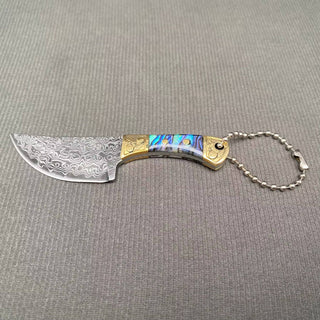 Textured Mini Knife with Abalone Shell Handle & Protective Cover