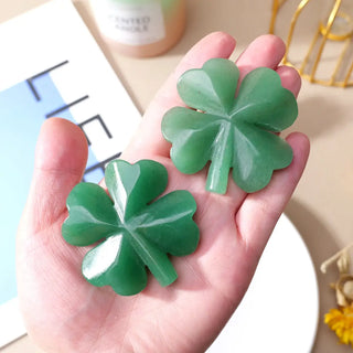 Aventurine Lucky Four Leaf Clover Carved Stone