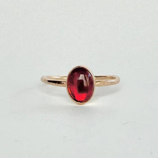 Red Garnet Oval Gemstone Ring - Gold
