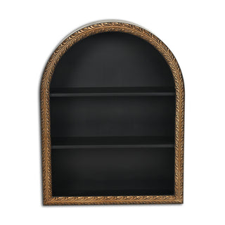 Mireza Ornate Framed Black & Gold 3 Tier Wooden Wall Shelf