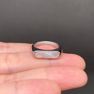 Sideways Shell Inlay 18K Gold-Plated Ring - Silver