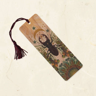 Beetle Moon Wood Bookmark with Tassel