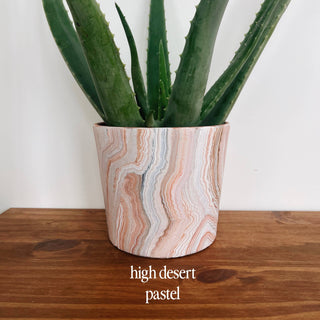 Hand Painted Marble Planter - High Desert Pastel / Large 7"