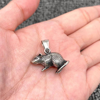 Stainless Steel Rat Pendant Necklace