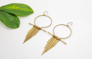 Brass Hoop Fringe Earring