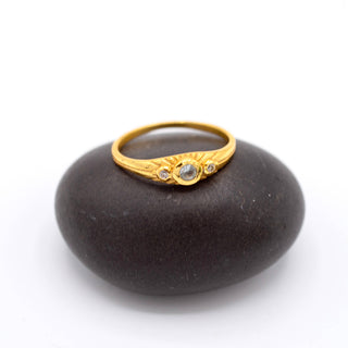 Gold Plated Blue Topaz Ray Ring