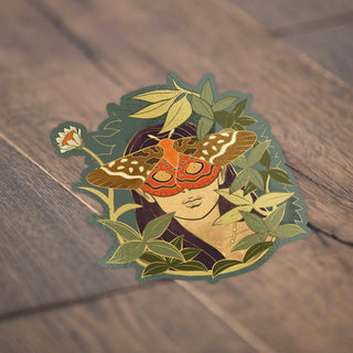 Mushroom Muse Moth Vinyl Sticker