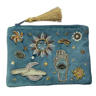 Beaded & Embroidered Modern Mystic Zipper Pouch