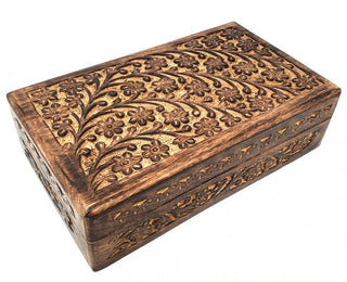 Floral Carved Wooden Box 5x8