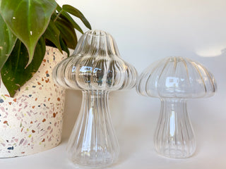 Ridged Glass Mushroom Vase