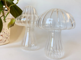 Ridged Glass Mushroom Vase