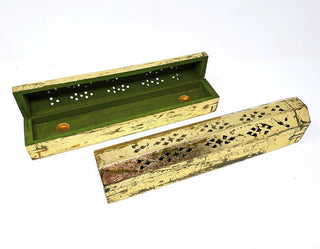 Wooden Incense Box Burner - Rustic Golden