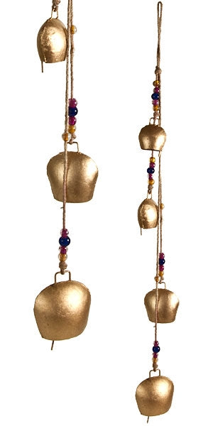 Bells & Glass Beads on Hemp Cord Wind Chime