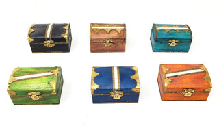 Colorful Wooden Box w/ Brass Decoration