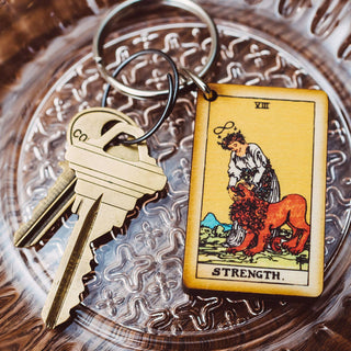 Strength Tarot Card Wooden Keychain