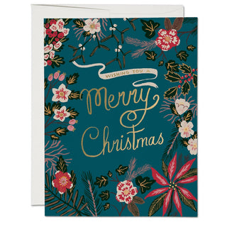 Blue Poinsettia Card