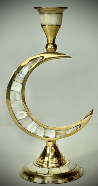 Brass Crescent Moon Candle Holder