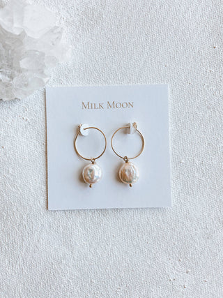 Milk Moon | Pearl Hoops