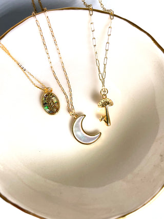 Mother of Pearl Crescent Moon Necklace