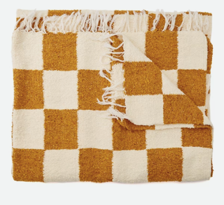 Gold & Cream Checker - Heavyweight Throw Blanket