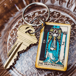 The High Priestess Wooden Keychain