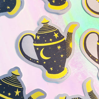 Tea Kettle Matte Metallic Sticker