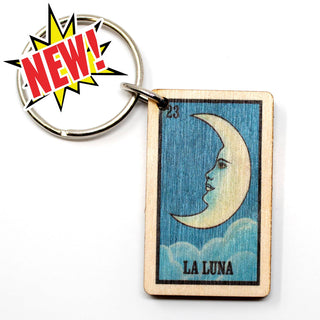 Loteria Luna Wooden Keychain