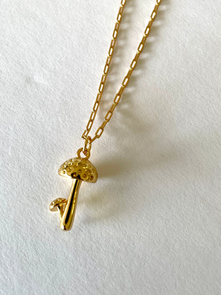 Gold Mushroom Duo Necklace