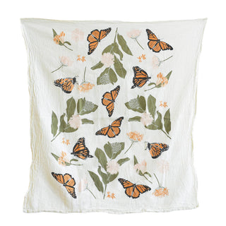 Monarchs + Milkweeds Tea Towel