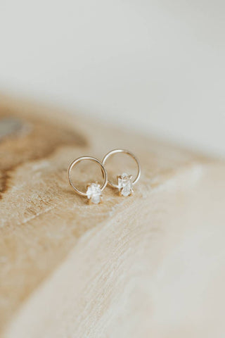 Milk Moon | Herkimer Circle Studs