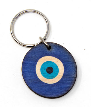 Evil Eye Wooden Keychain