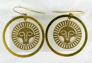 Sun Face Hoop Earrings