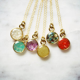 Petite Round Crushed Gemstone Necklace