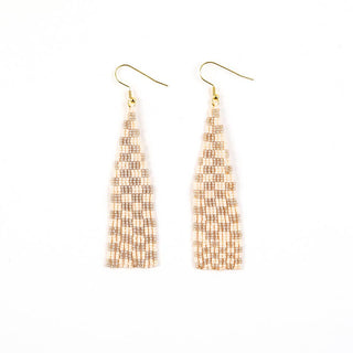 Delica Checkerboard Fringe Earrings - Blush