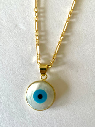 Evil Eye Necklace in Mother of Pearl