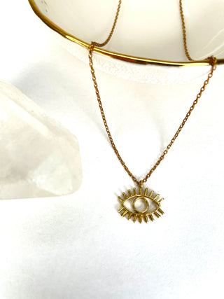 Tiny Brass Eye Necklace