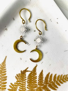 Silver Sun Golden Moon Earrings