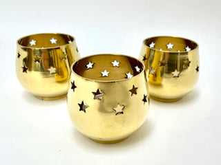 Brass Votive Candle Holder with Stars