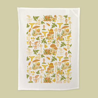 Mushrooms Tea Towel - Screenprinted Organic Cotton