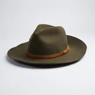 Rancher Style Olive Green Felt Hat - Unisex