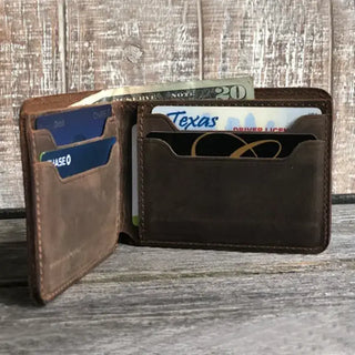 Brown Handmade Leather Bifold Wallet