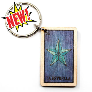 Loteria Estrella Wooden Keychain